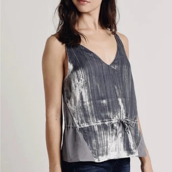 J Brand Silver Velvet V-Neck Drawstring Cami - Picture 2 of 3